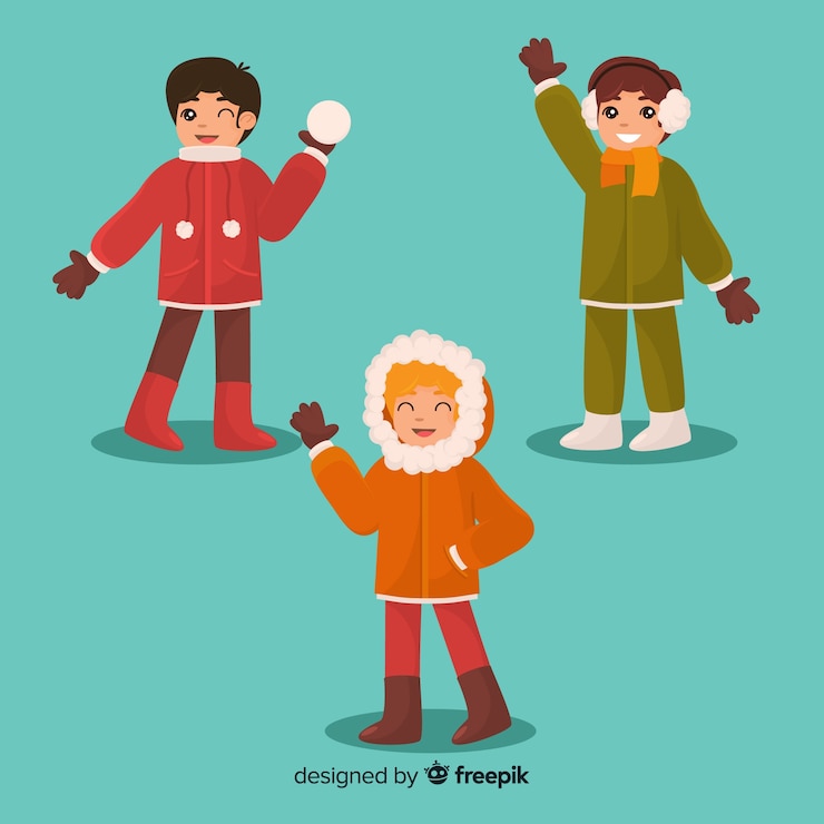 Vettore gratuito collezione invernale per bambini