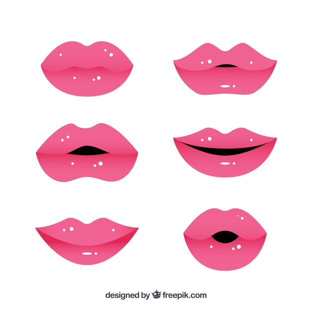 Collezione labbra con rossetto rosa