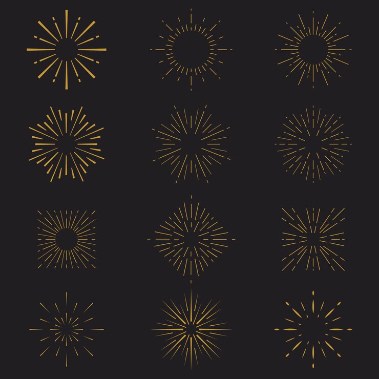 Vettore gratuito collezione lineare flat sunburst
