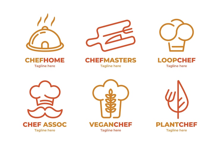 Vettore gratuito collezione logo chef piatto