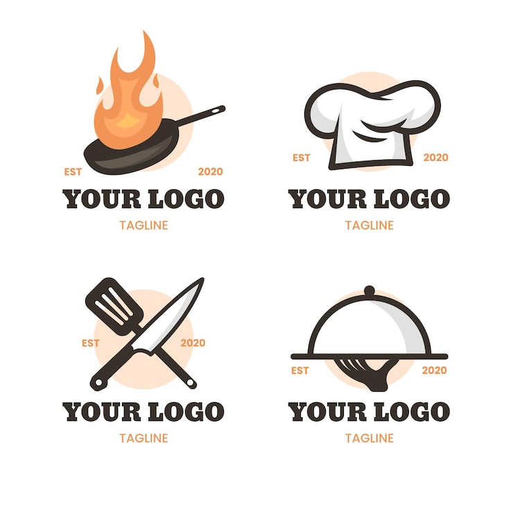 Vettore gratuito collezione logo chef piatto