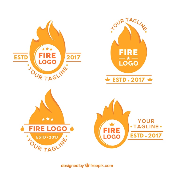 Vettore gratuito collezione logo design flat fire