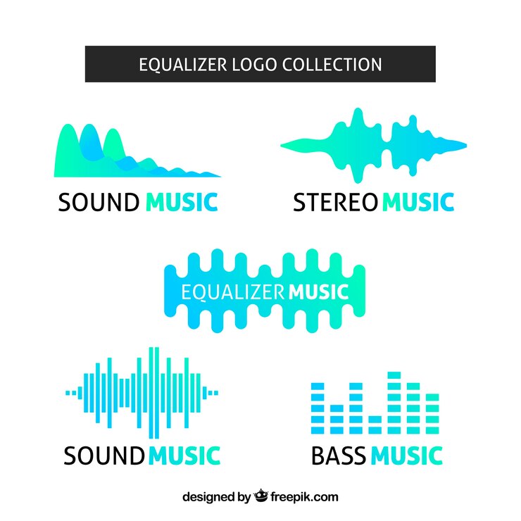 Vettore gratuito collezione logo equalizzatore con design piatto