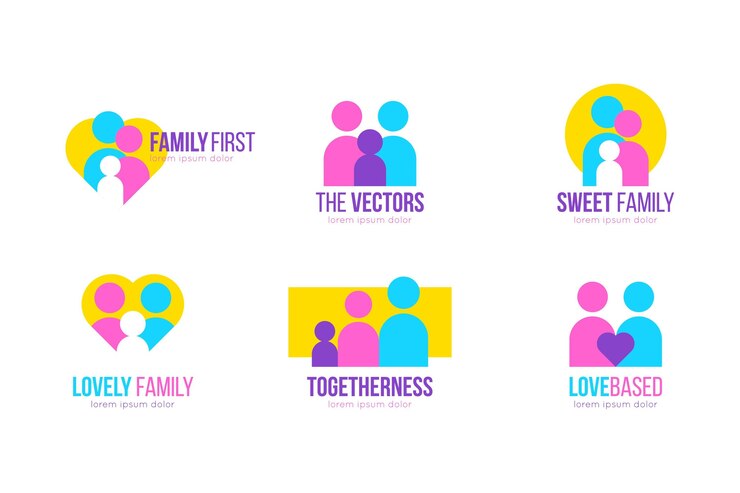 Vettore gratuito collezione logo famiglia