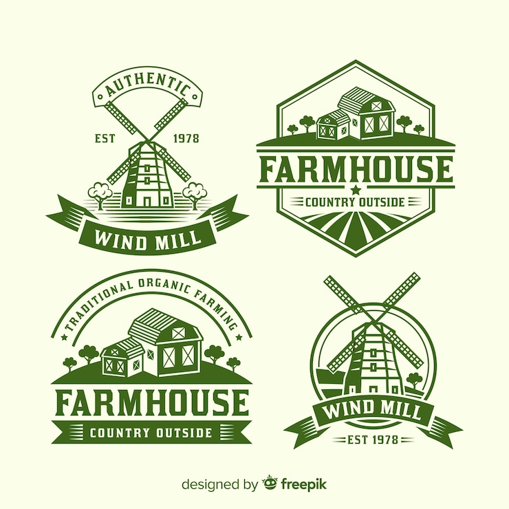 Vettore gratuito collezione logo flat farm