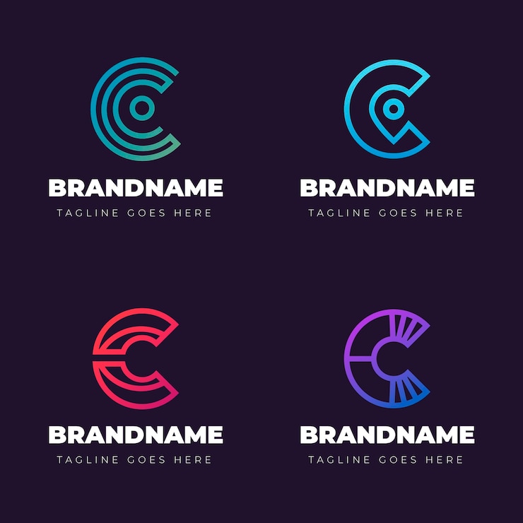 Vettore gratuito collezione logo gradiente c