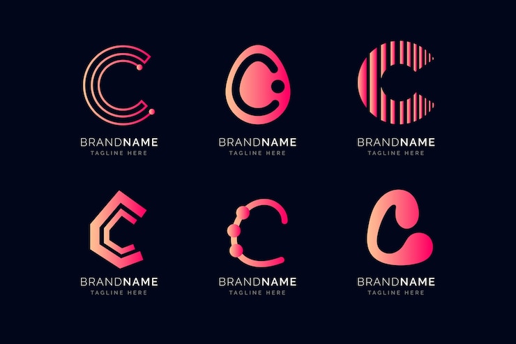 Vettore gratuito collezione logo gradiente c