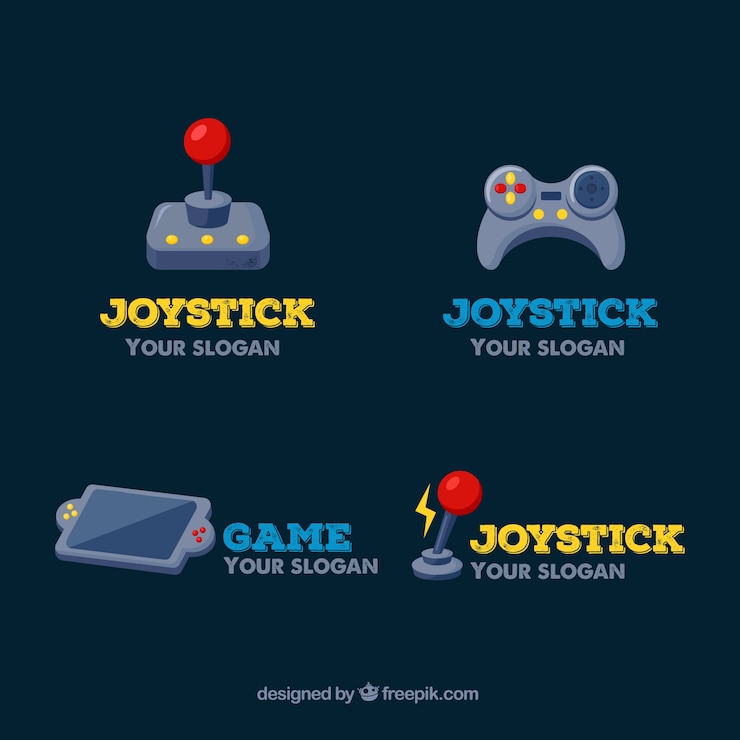 Vettore gratuito collezione logo joystick con design piatto