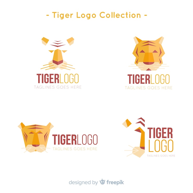 Vettore gratuito collezione logo moderno tigre