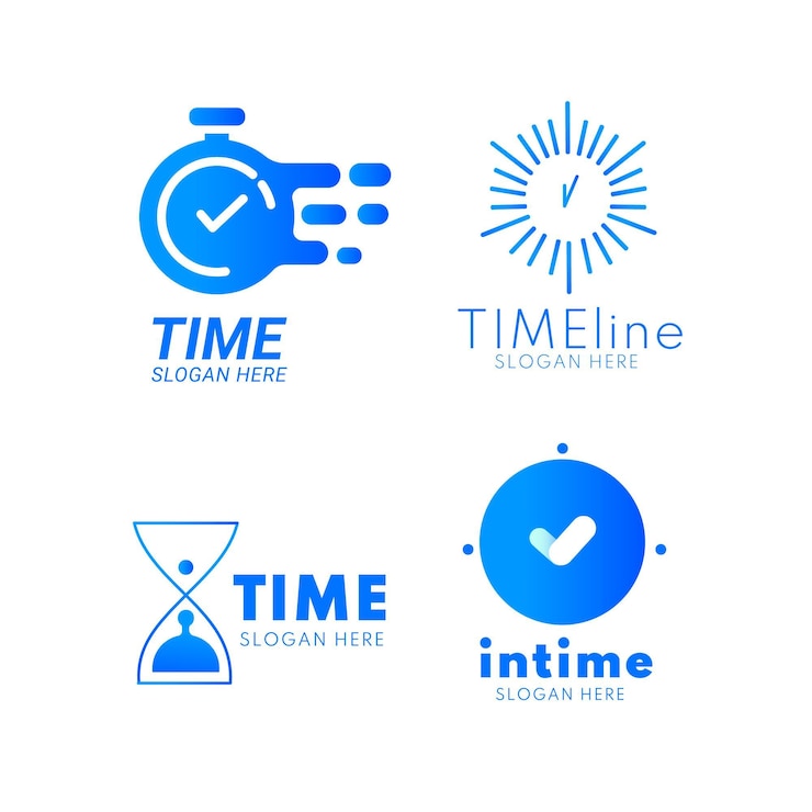 Vettore gratuito collezione logo orologio piatto