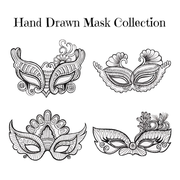 Collezione maschera disegnata a mano
