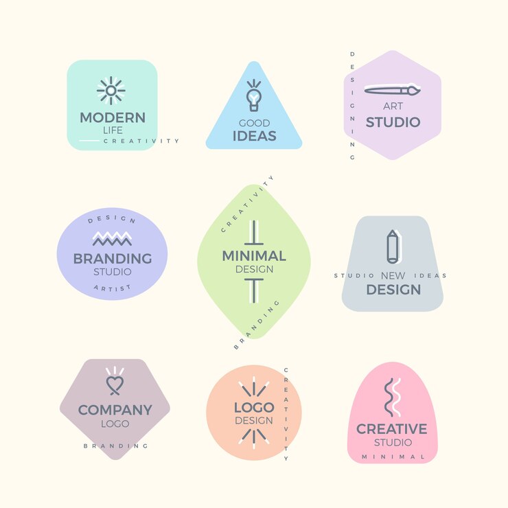 Vettore gratuito collezione minimal logo con colori pastello
