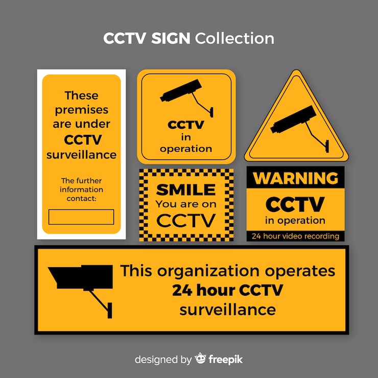 Vettore gratuito collezione moderna segno cctv con design piatto