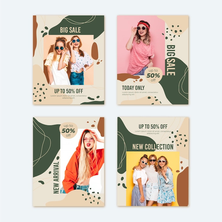 Vettore gratuito collezione post vendita instagram organici