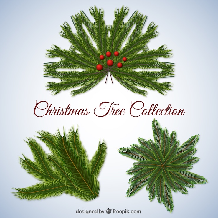 Vettore gratuito collezione realistica di alberi di natale