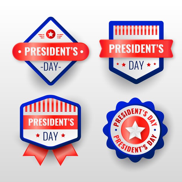 Collezione realistica di badge per il giorno dei presidenti