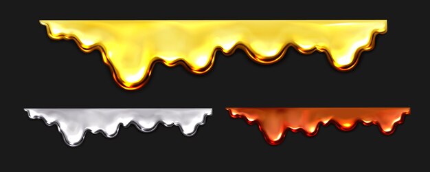 Collezione realistica di gocce liquide in metallo