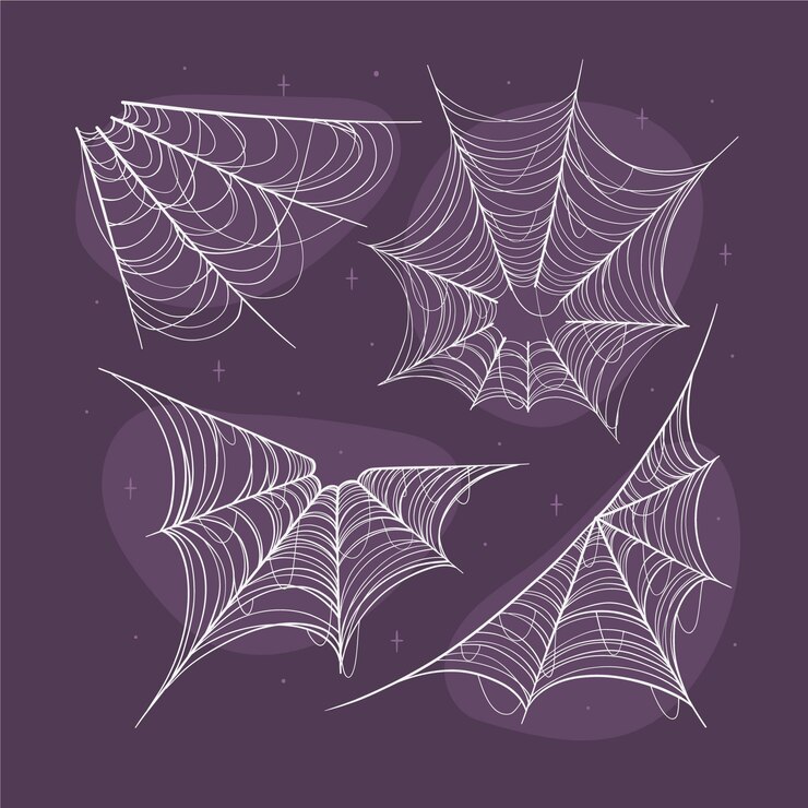 Vettore gratuito collezione realistica di ragnatele di halloween