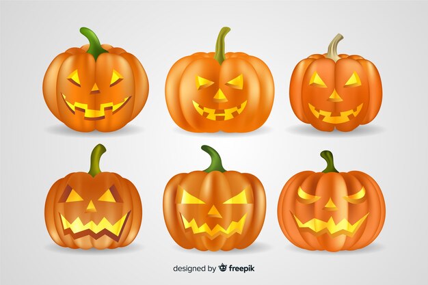 Collezione realistica di zucca di halloween