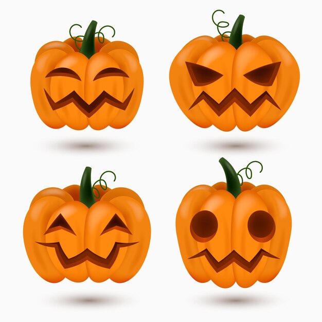 Collezione realistica di zucca di halloween
