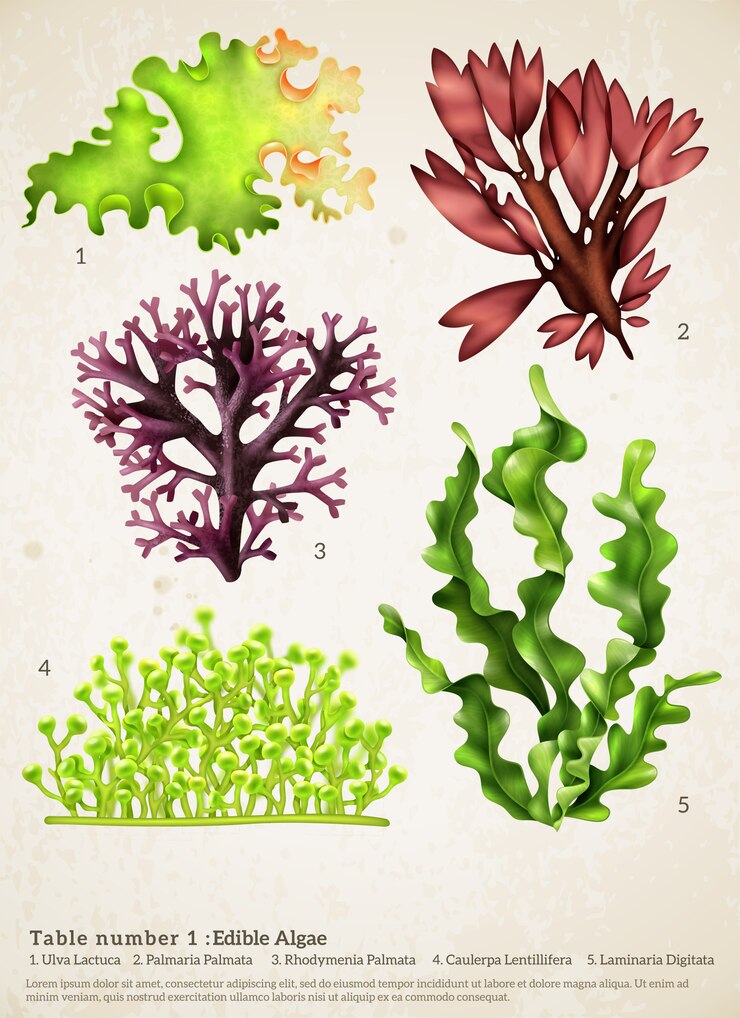 Vettore gratuito collezione realistica sea weed