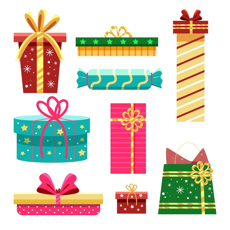 Vettore gratuito collezione regalo di natale disegnati a mano