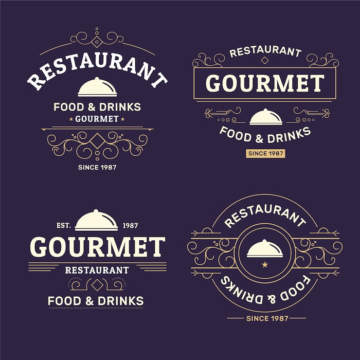Vettore gratuito collezione retrò di loghi ristorante