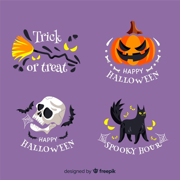 Collezione rotonda di etichette di halloween