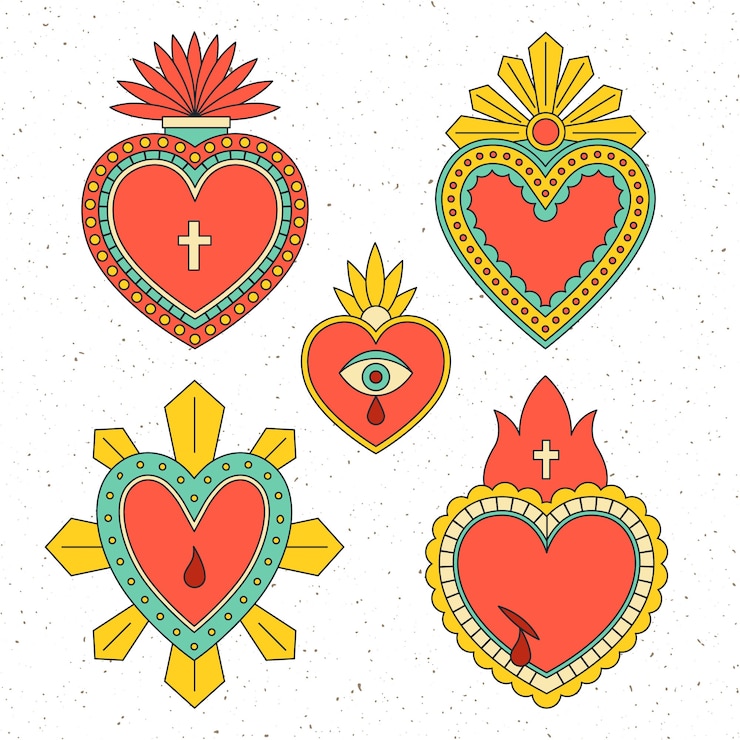 Vettore gratuito collezione sacro cuore