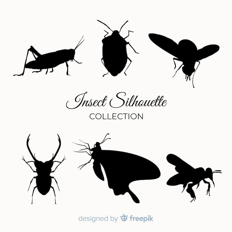 Vettore gratuito collezione silhouette di insetti