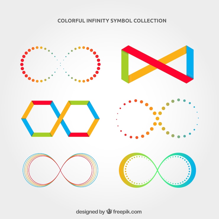 Vettore gratuito collezione simbolo infinito con colori