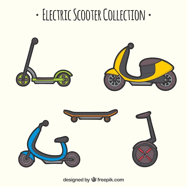 Collezione urbana scooter disegnata a mano