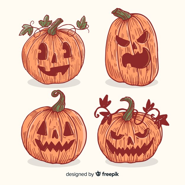 Collezione vintage di zucca di halloween