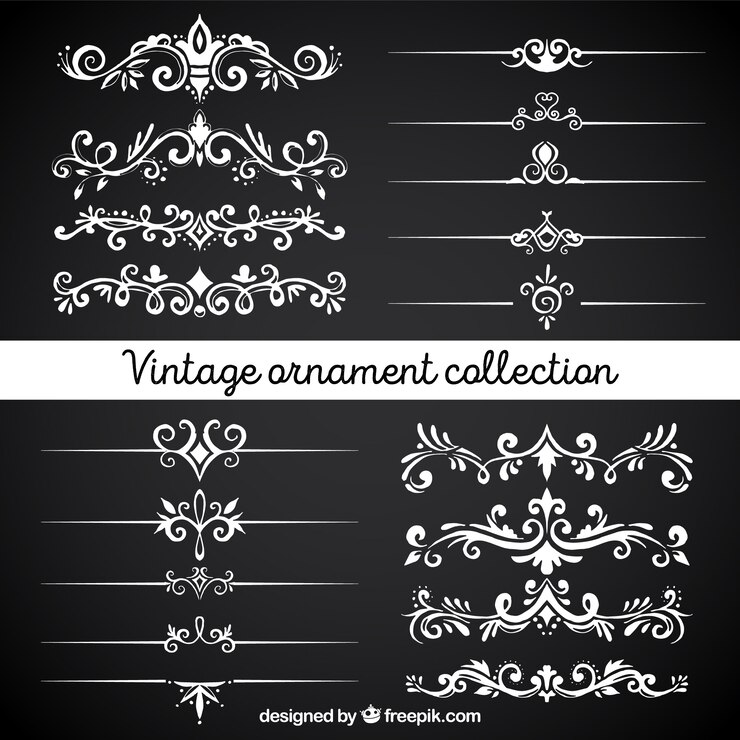 Vettore gratuito collezione vintage ornamento con stile lavagna