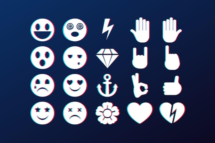 Vettore gratuito collezioni di emoji glitch