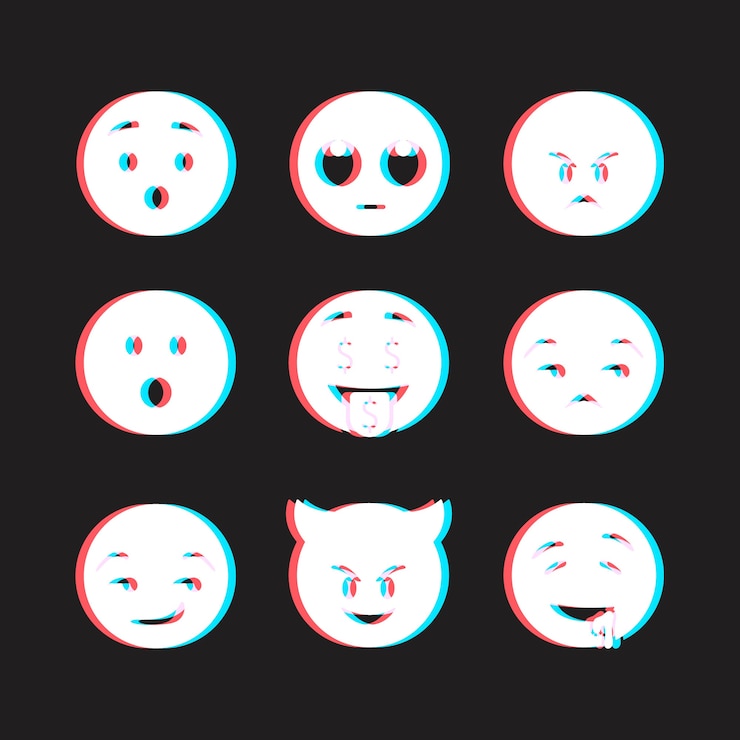 Vettore gratuito collezioni di emoji glitch
