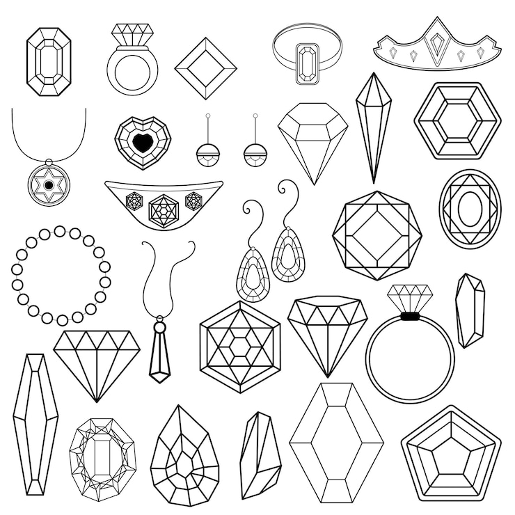 Vettore gratuito collezioni di illustrazioni di doodle di linee di gioielli