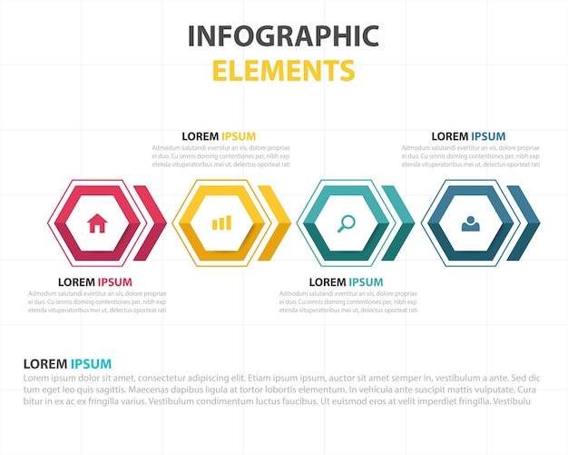 colorato astratto esagono modello di business infografica