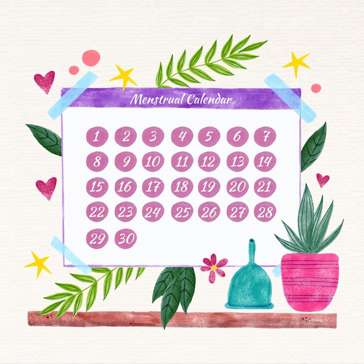 Vettore gratuito colorato calendario mestruale concetto
