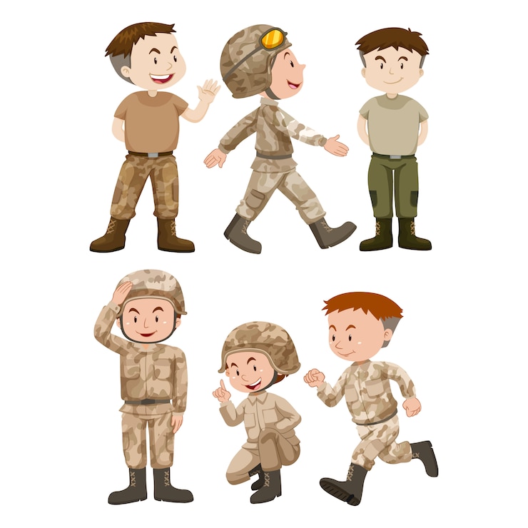 Vettore gratuito colorato soldati disegno