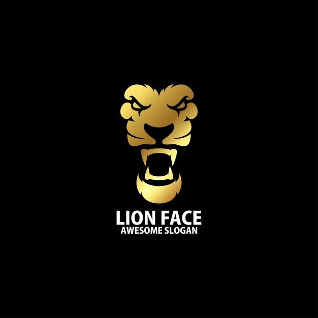 Colore di lusso sfumato con design del logo della faccia di leone