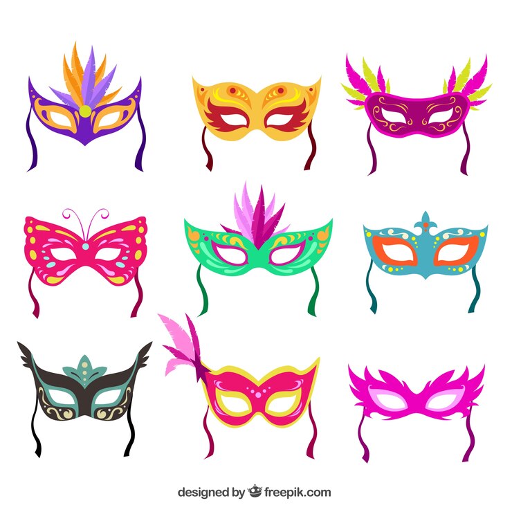 Vettore gratuito colorful collection maschere di carnevale