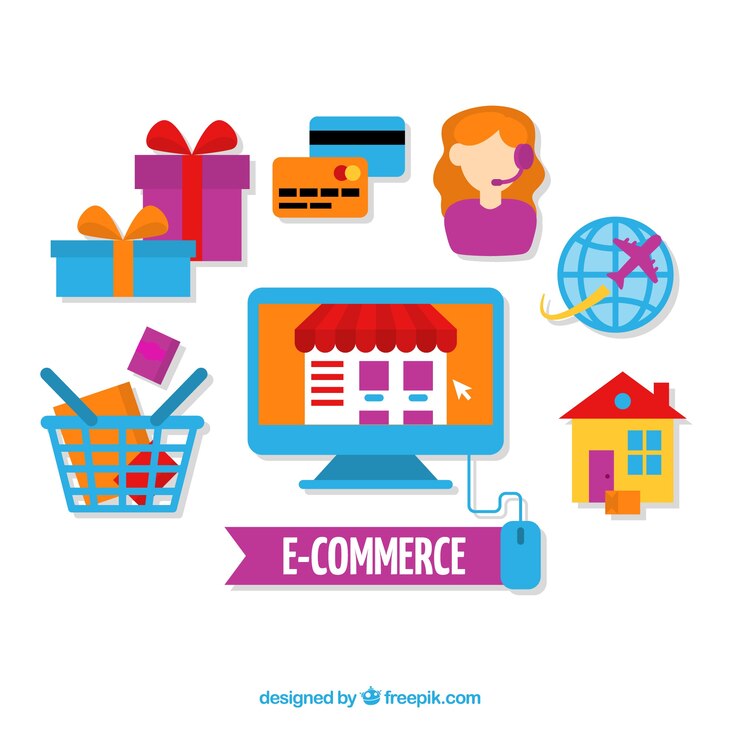 Vettore gratuito colorful concetto di commercio elettronico