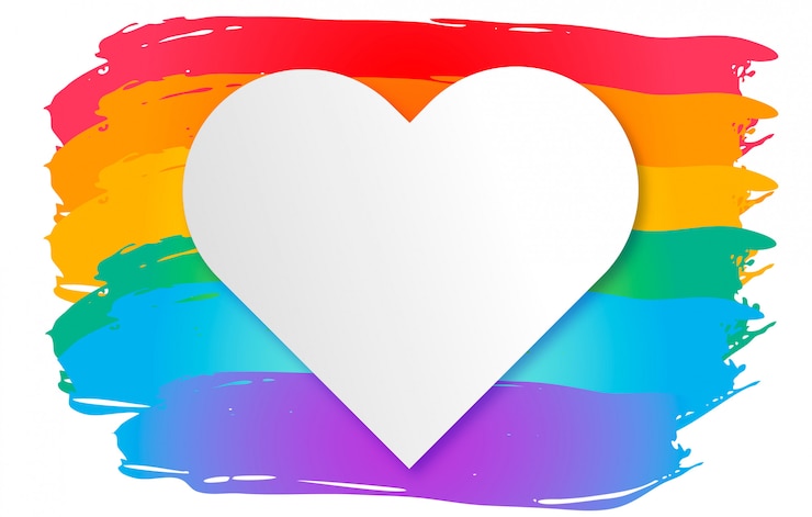Vettore gratuito colorful pride flag con cuore vuoto. world pride day