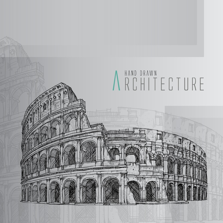 Vettore gratuito colosseo disegnato a mano