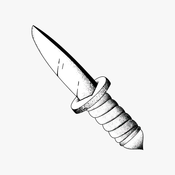Vettore gratuito coltello da campo vintage contorno vecchia scuola flash tattoo design symbol