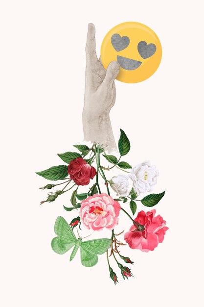 Come l'illustrazione di fiori misti di reazione sui social media social