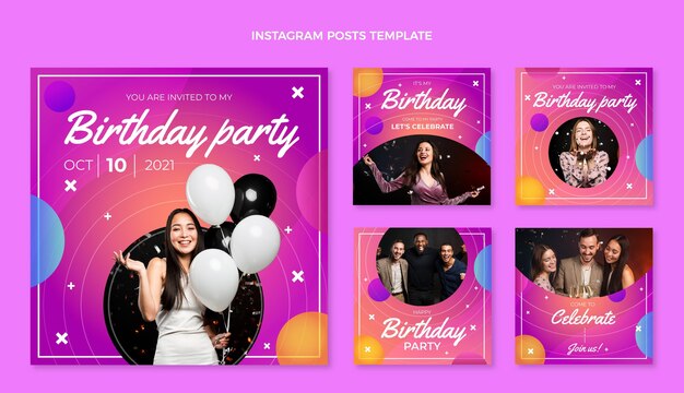 Compleanno colorato sfumato ig post