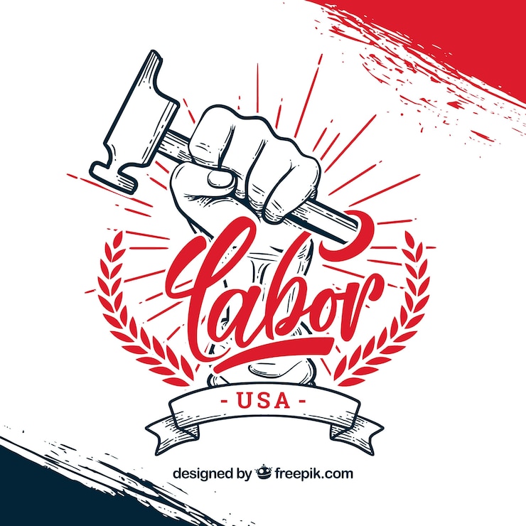 Vettore gratuito composizione americana in festa del lavoro disegnata a mano