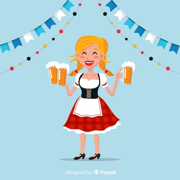Composizione classica oktoberfest con design piatto